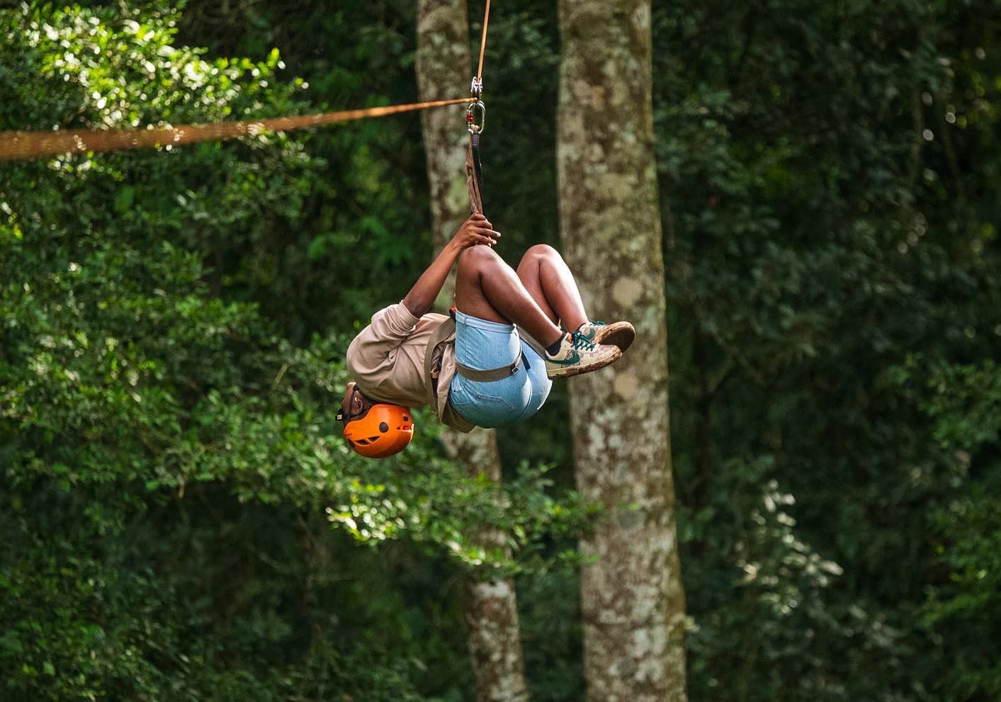 Zip lining in Mabira Forest